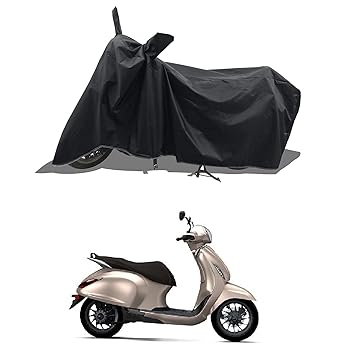 ROMEIZ - Two Wheeler - Scooty - Bike Cover for Bajaj Chetak Electric Scooter Cover with Water-Resistant and Dust Proof Premium 190T Fabric_Entire Black