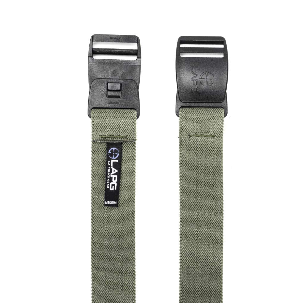 LA Police Gear Lightweight Elastic Stretch Ops Men's Belt, Stretchy Men's Belt - OD Green - Medium
