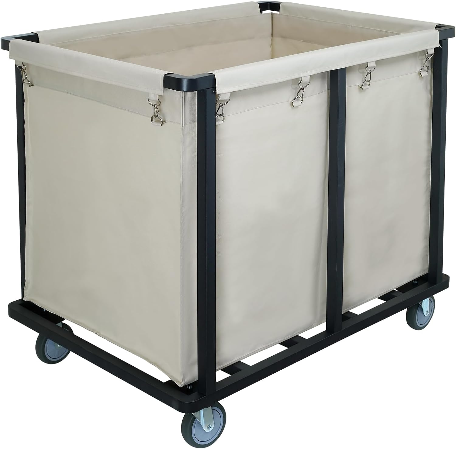 Commercial Laundry Cart with Wheels,600 lbs Heavy Duty Laundry Cart with Steel Frame and Oxford Cloth Bag,Industrial Laundry Cart with Wheels for Hotel,Housekeeping,400L(Beige)
