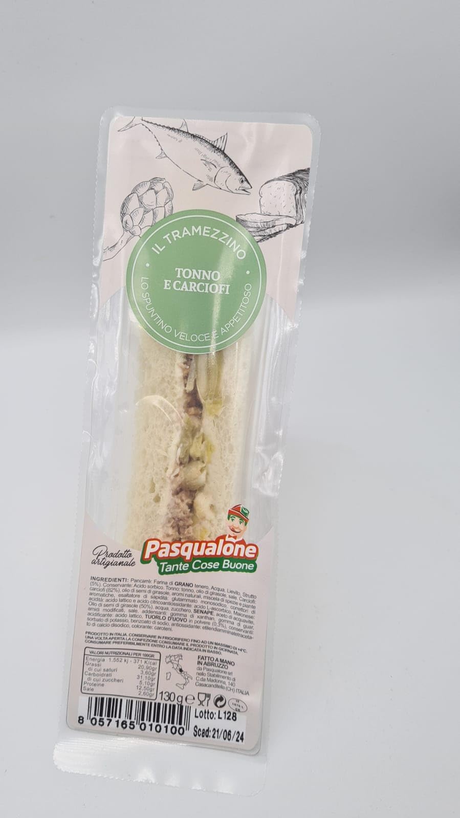 Pasqualone - 10x Tramezzino Tonno e Carciofi Fatti a mano || Prodotto Fresco da mettere in Frigo ||