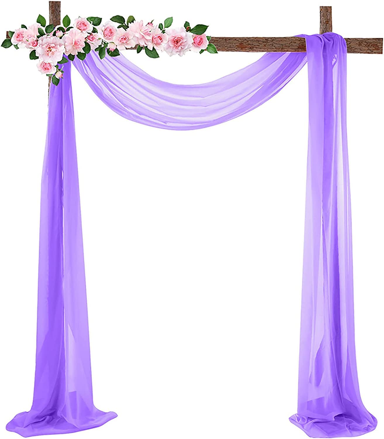 MISTHO Wedding Arch Draping Fabric, 1 Panel 29.5" x 19Ft White Wedding Arch Drapes Sheer Backdrop Curtain for Wedding Ceremony Party Ceiling Decor (Purple)