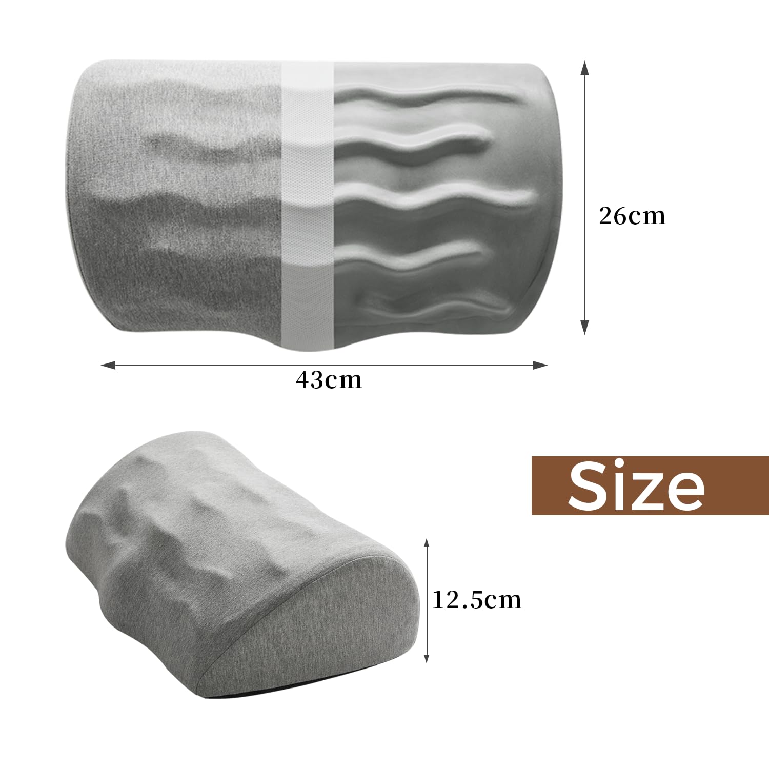 Jamdok Ergonomiczny podnóżek z pianki z pamięcią kształtu, zdejmowana osłona, antypoślizgowy spód, w kształcie klina, do biura, pracy w domu, 43 x 26 cm, szary