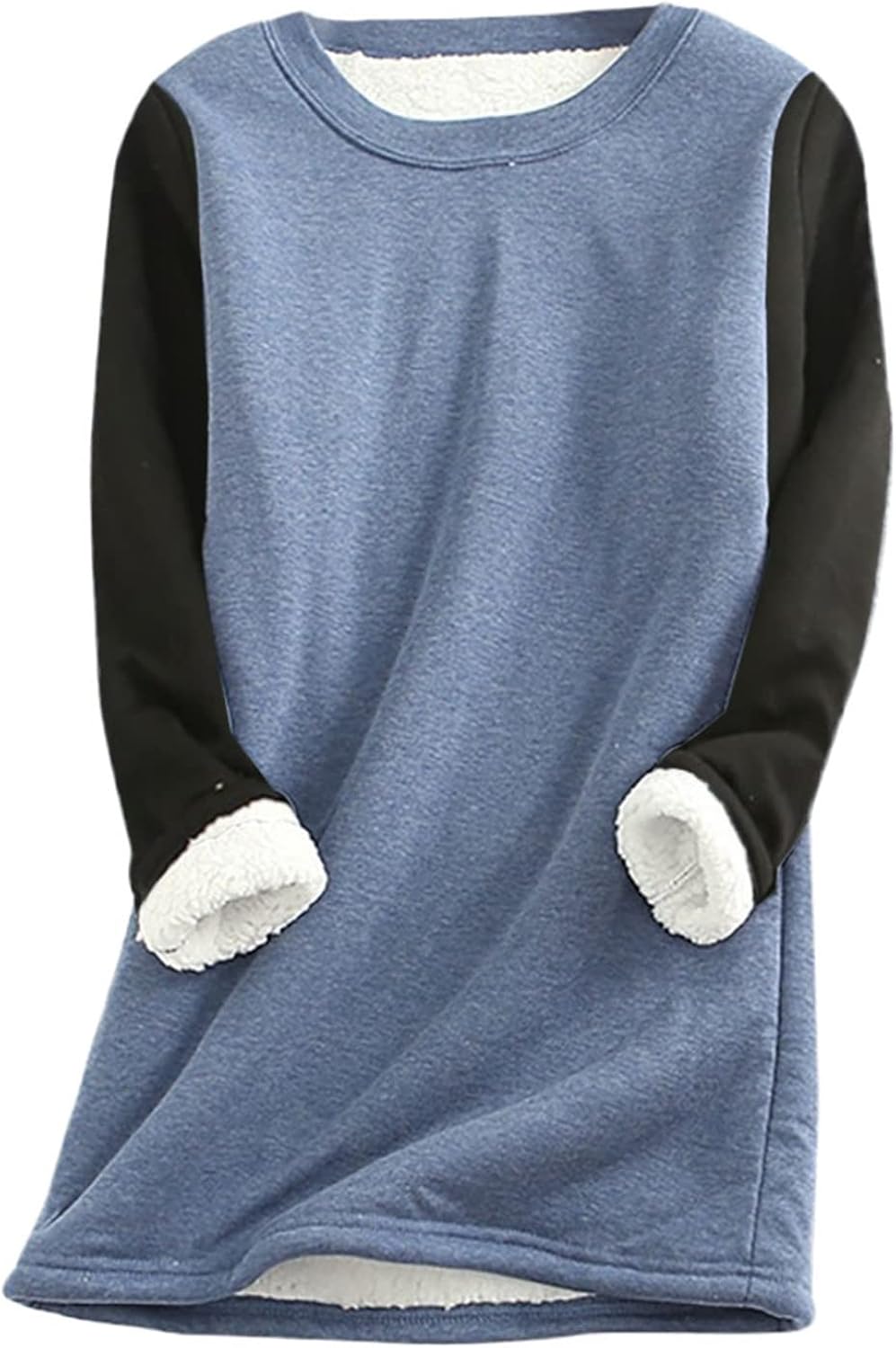 Women Casual Thicken Fleece Sweatshirt Winter Velvet Warm Crewneck Underwear Top Shirt Blouse at  Women’s Clothing store