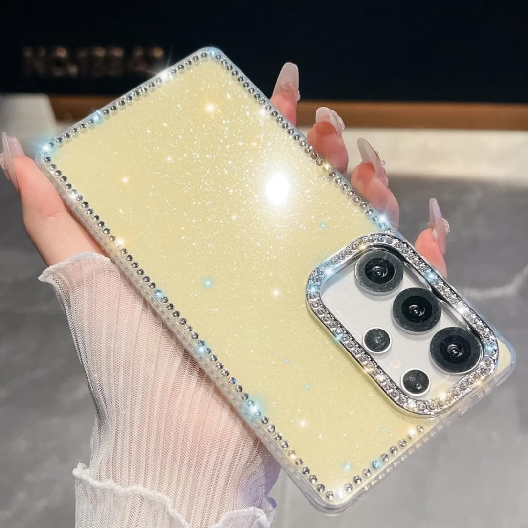 Coque Samsung S25 Ultra jaune transparente à strass scintillants - 6