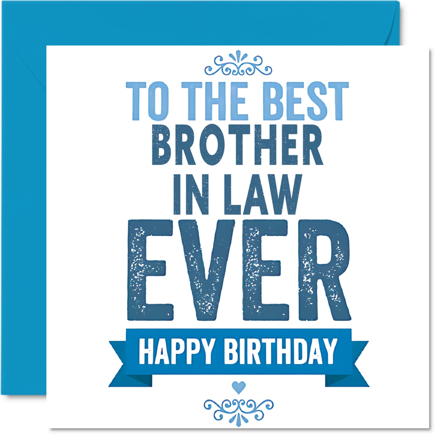 Heartfelt Birthday Card for Brother in Law - Big Birthday Cheers - Bold Blue and White Design Celebrates Your Top Brother-in-law - 145mm Square, Envelope Included