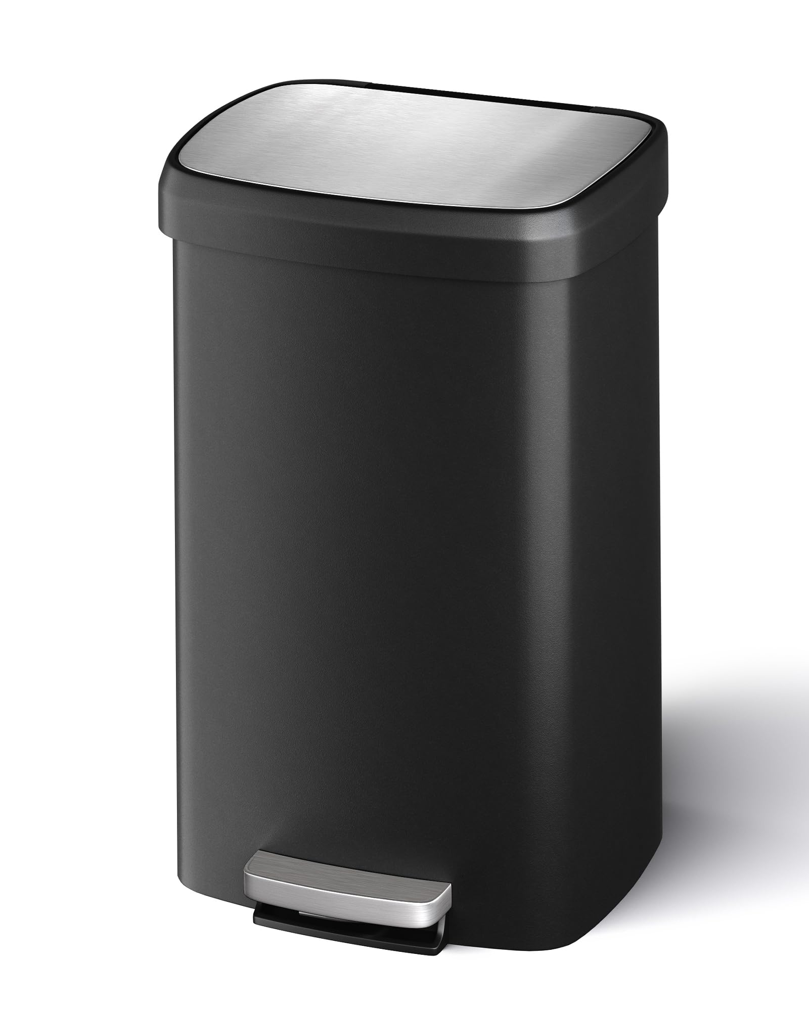 GarveeHome Step-On Kitchen Trash Can 50L, Stainless Steel Rubbish Bin with Soft Close Lid, Fingerprint Resistant, Easy Clean Removable Inner Bucket for Home Office (Black Color, 50L)
