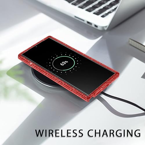 Miniatura 5 de Lamcase Funda protectora híbrida de tres capas para Samsung Galaxy S22 Ultra 5G, con purpurina transparente, brillante, resistente, a prueba de