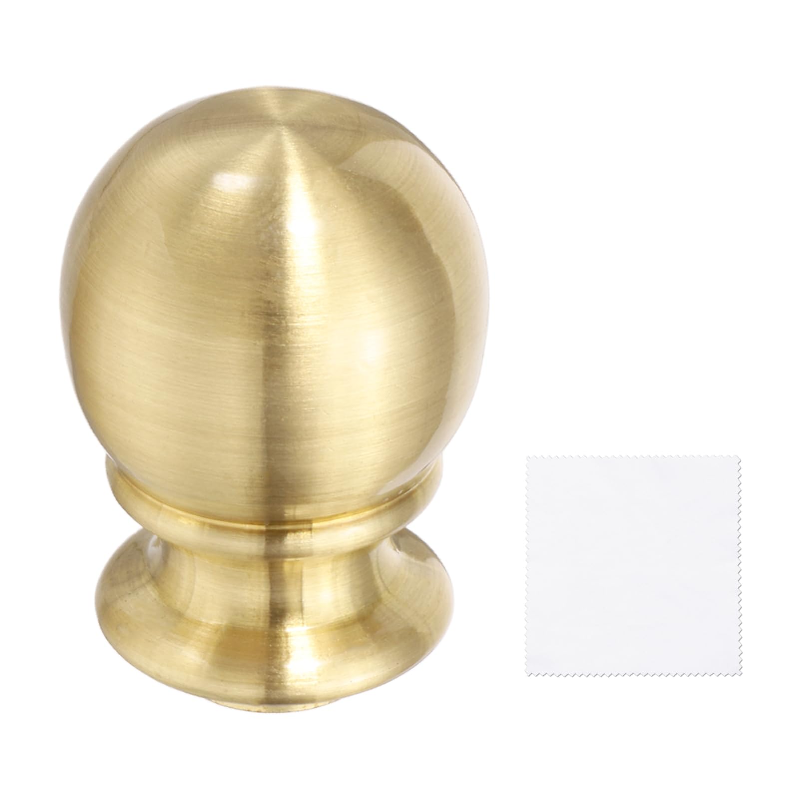 sourcing map 1" Tall Ball Lamp Finials, Lamp Cap Knob Decoration Screw Cap Nuts with Cleaning Cloth for Table Floor Lighting Fixtures Shade Holder Retro Decorative, Brass