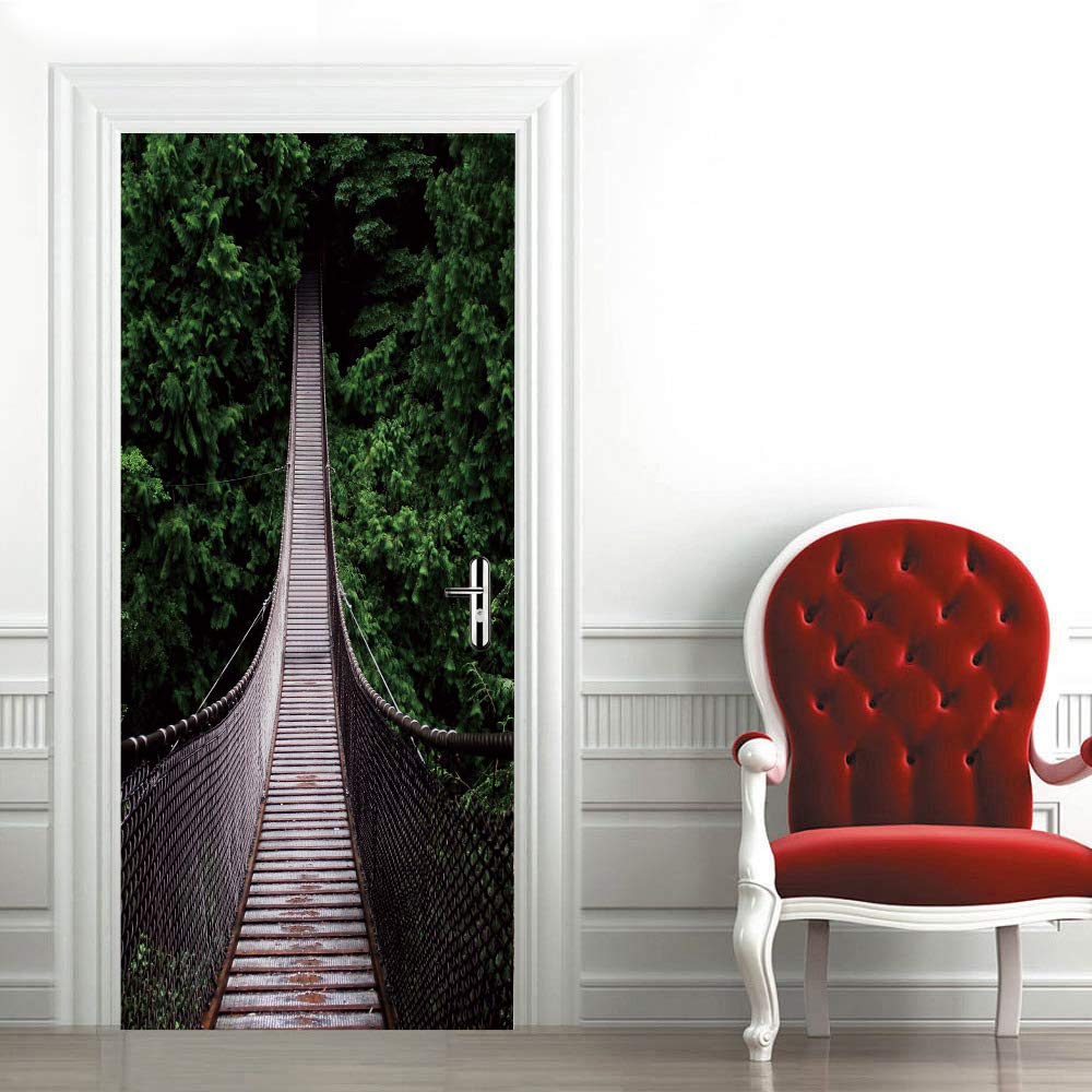 Stickers photo chambre et salon avec poster autocollant porte trompe l'oeil paysage
