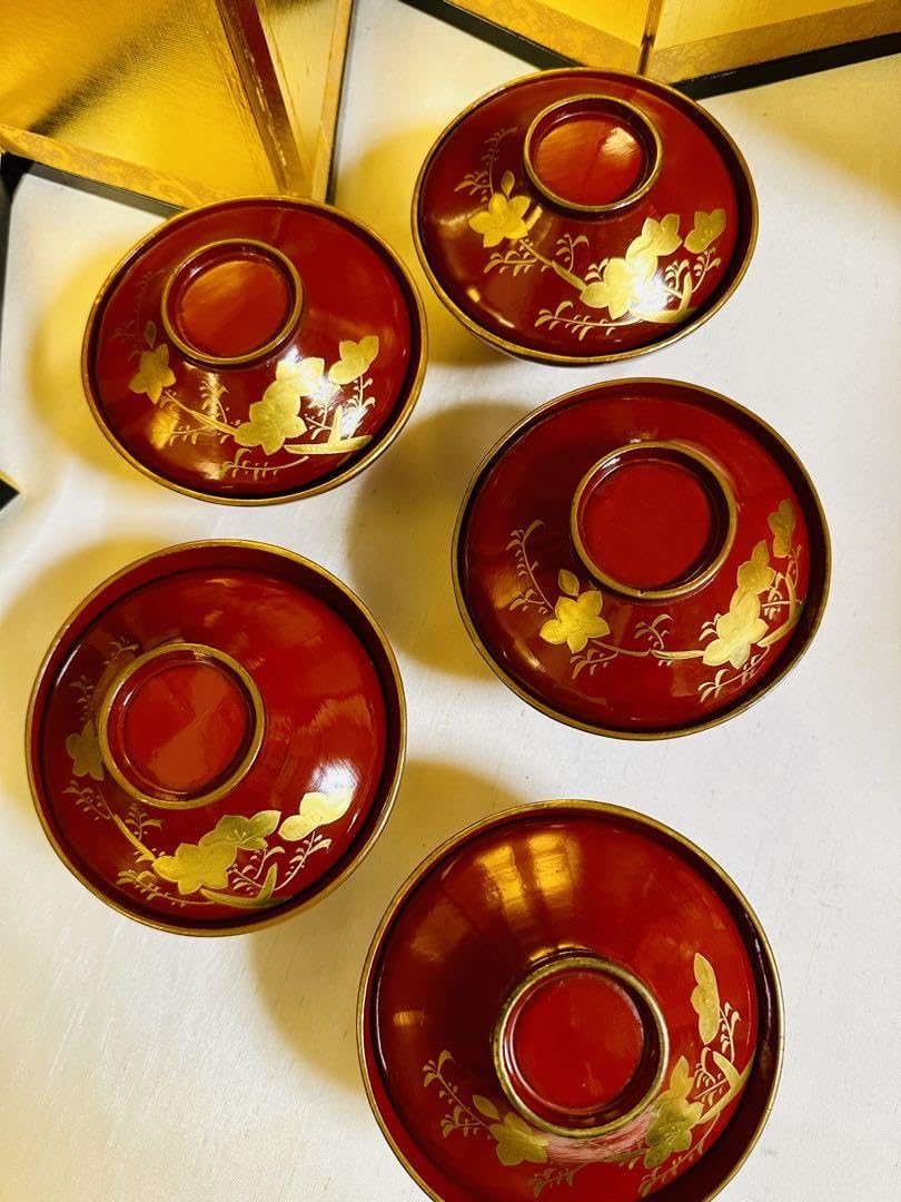 輪島塗木製　お椀　吸物椀　本金　骨董　時代蒔絵  ５脚G53 Amazon.co.jp: 輪島塗木製 お椀 吸物椀 本金 骨董 時代蒔絵 5脚