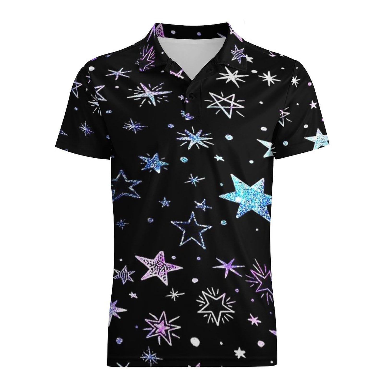 Amazon | [HIEVRO] ポロシャツ メンズ 半袖 星空柄 星柄