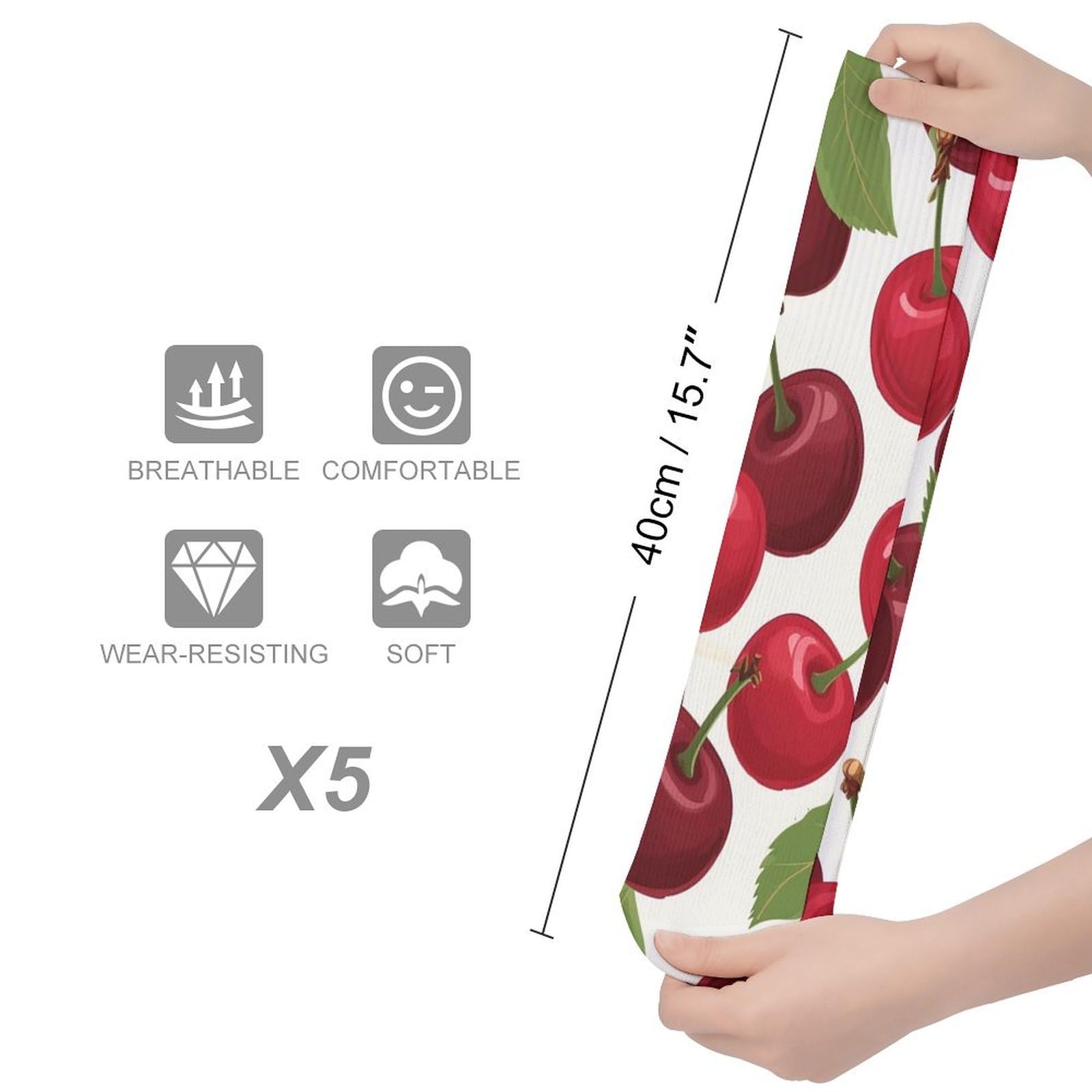 QMNRTK Cherry Fruit Stocking?casual Athletic Aesthetic Socks Neutral Cotton Socks Compression Socks Control Crew Socks for Women Men