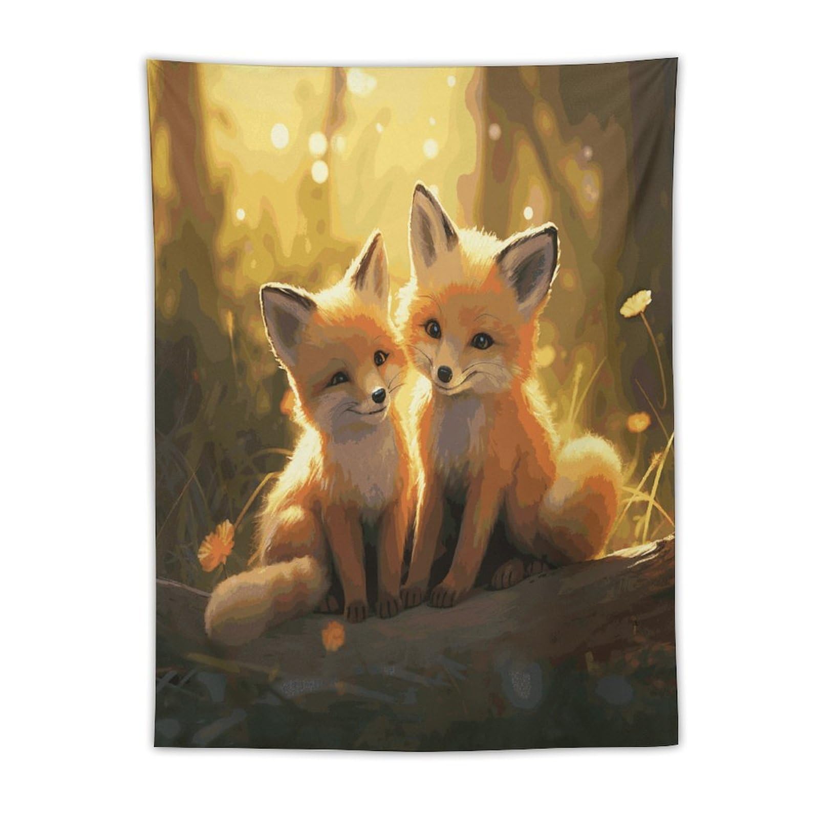 MUSM Cute Foxes Tapestry with Installation Kit Personalized Wall Tapestry Aesthetic Tapestries Backdrop Banner Wall Art Hanging Decor for Home Picnic Beach Blanket 30"x40"