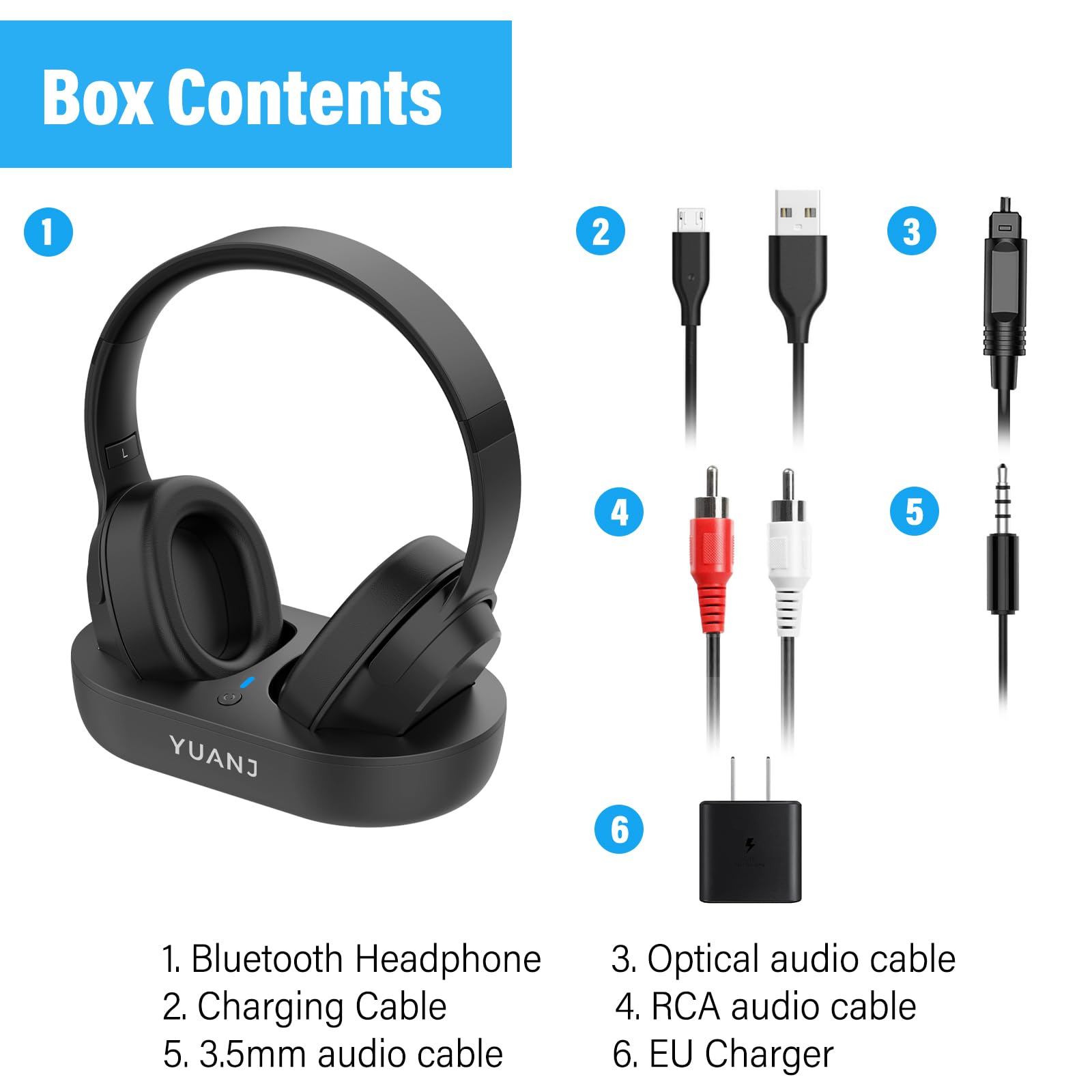 NEU 2025 TV Kopfhörer Kabellos Over Ear, Bluetooth 5.1 Funkkopfhörer Kabellos für TV/Telefon/Tablet/PC, 28 Stunden Audio Spielzeit, Keine Audioverzögerung, Plug and Play