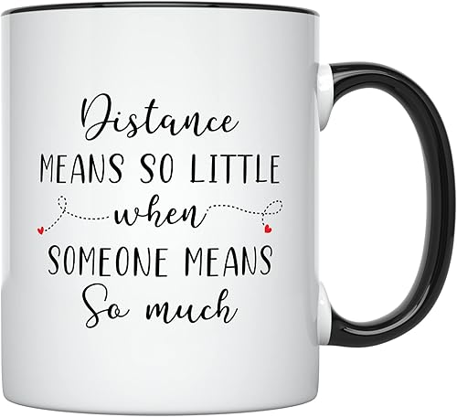 YouNique Designs Regalos para relaciones de larga distancia taza de café portátil de 11 onzas, regalos de larga distancia para parejas, novio,