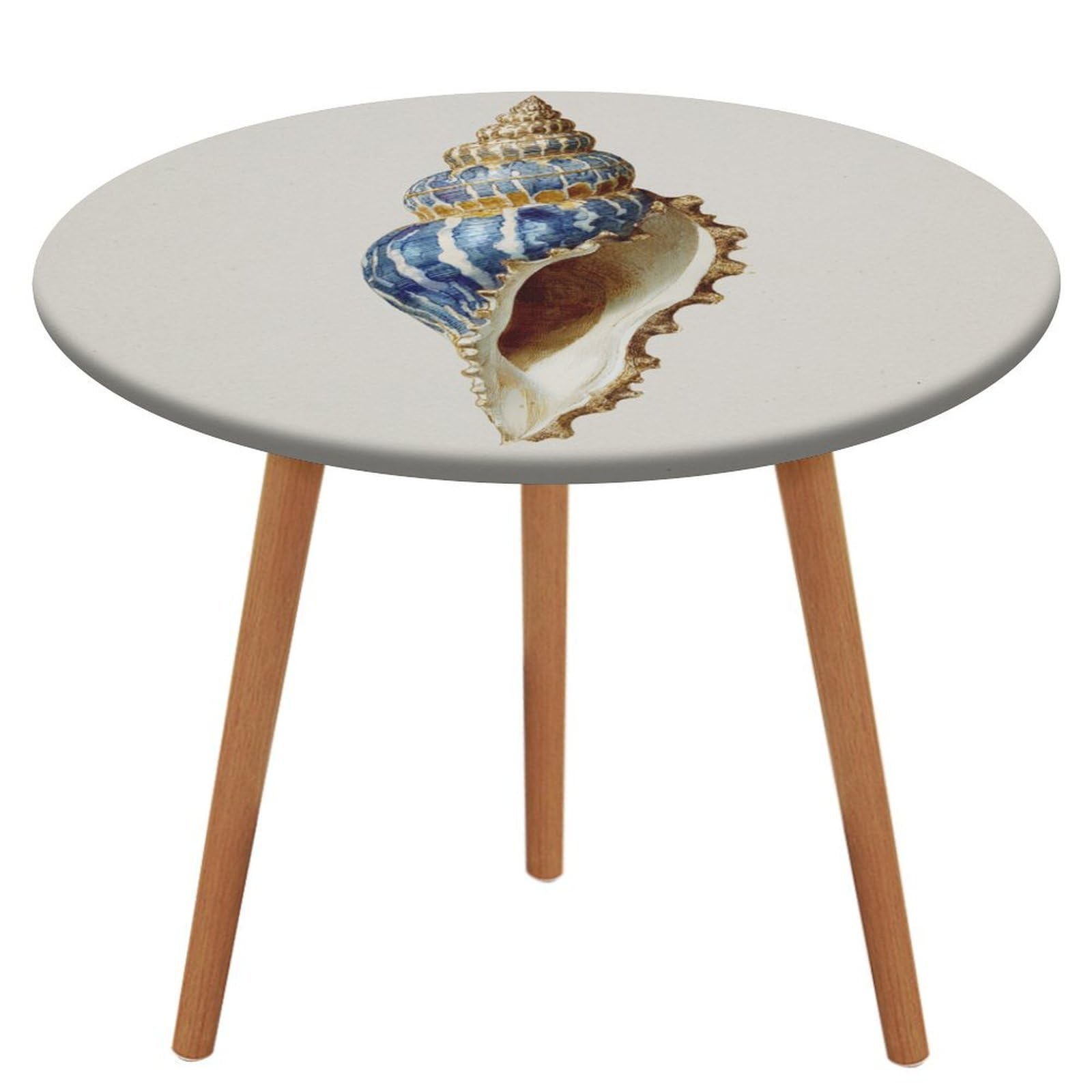 Jubonexis Watercolor A Sea Snail Shell Round Tablecloth,Waterproof Elastic Fitted Table Covers for Picnic Camping Dining 130 Cm