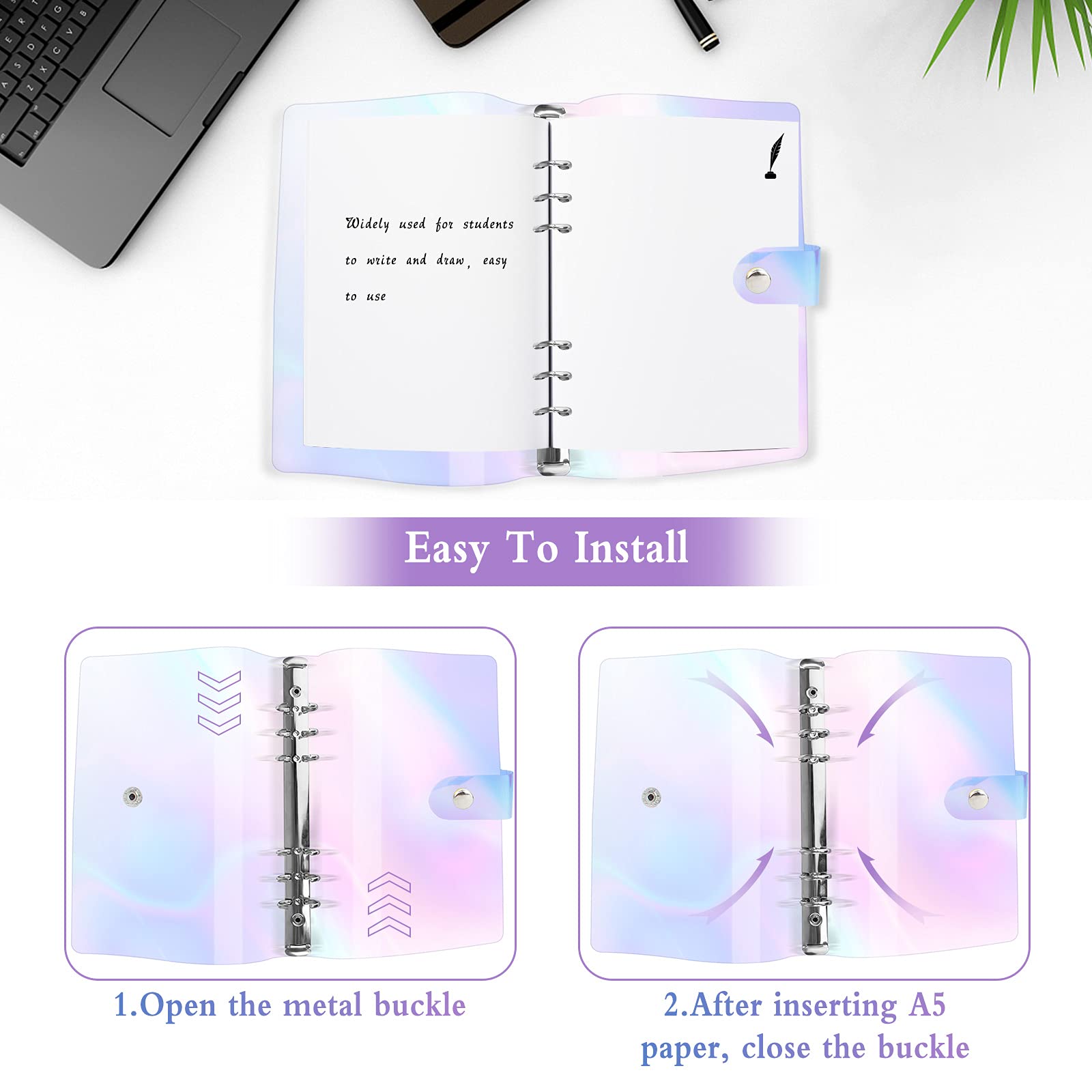 Copertine Morbide A5 Trasparenti - 2 Pezzi Con 6 Anelli, PVC Impermeabile - Per Quaderni, Appunti, Scuola - Foto 10