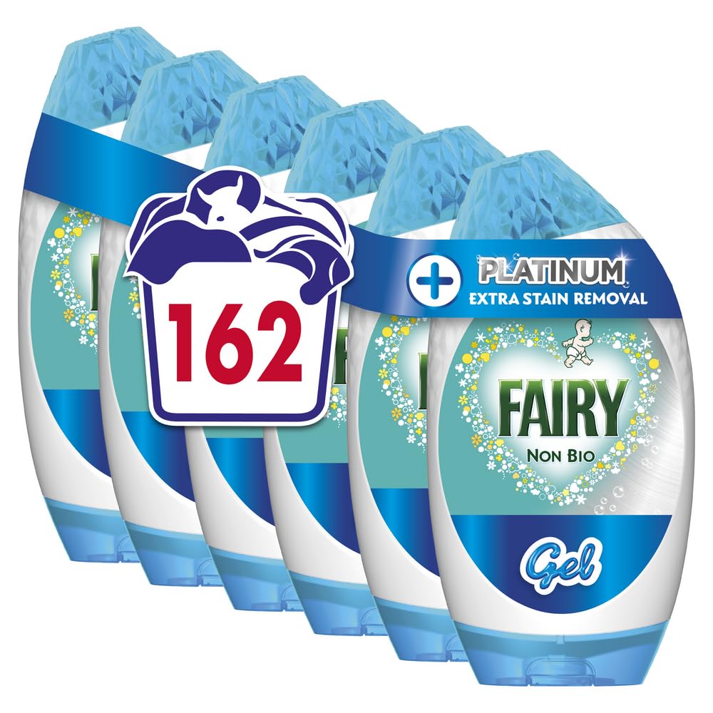 Non-Bio Platinum Washing Liquid Laundry Detergent Gel, 162 Washes (5.67 L x 6), Touch of Lenor Long Lasting Freshness, Brilliant Cleaning Even In A Cold Wash