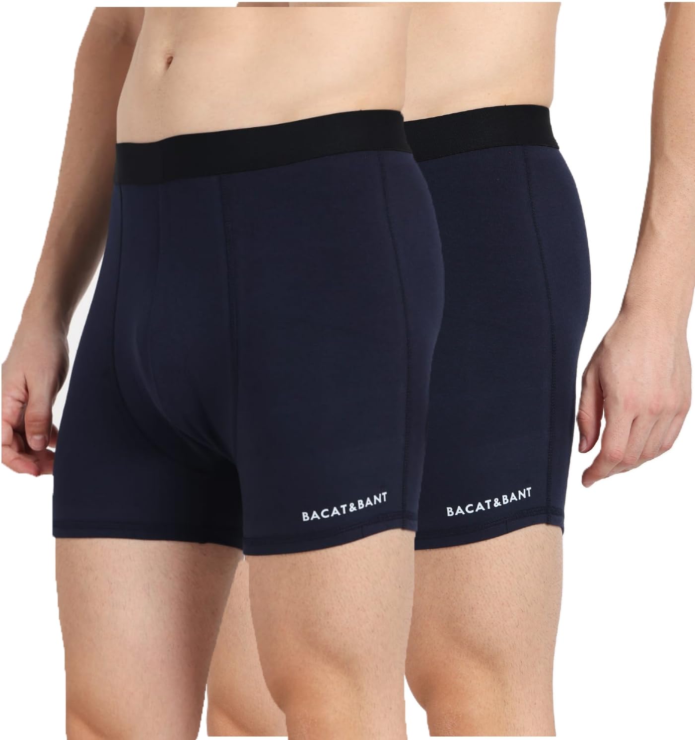 bacat&bant Men's Premium Cotton Blended Spantex Luxury Fit Solid Trunks, Markfree Waistband Navy (Pack of 2)-picture-10