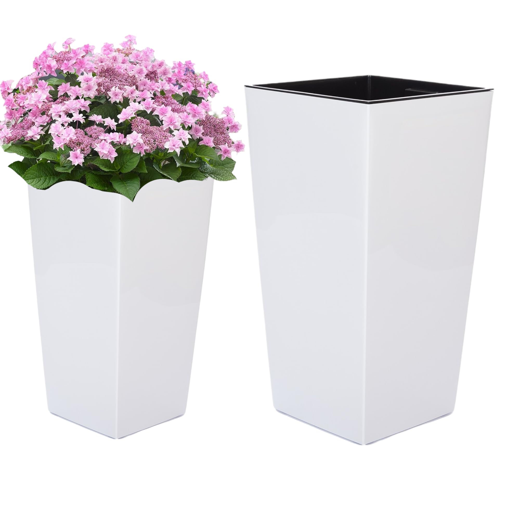MELTOM Pflanzkübel Beton-Optik Grau - Eckiger Übertopf Mit Einsatz (XL: 31x29cm)