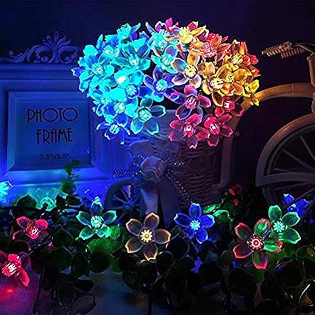 FULLBELL Fairy Lights Christmas Flower String Lights 100LED 8 Flash Modes Cherry Blossom Light Waterproof Outdoor Decoration for Camping, Garden Fence, Tree, Birthday, Wedding Party