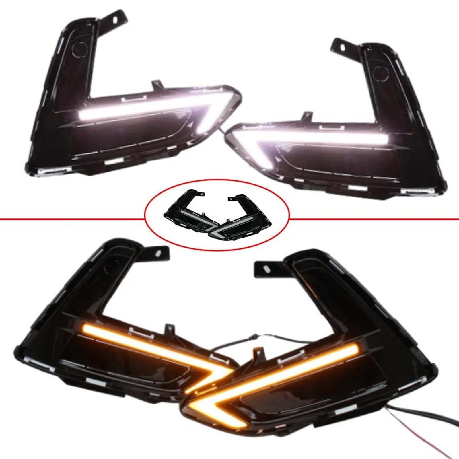 Intermitentes Automóviles 1 Juego luces circulación diurna 12V para Nissan para Sentra para Sylphy 2019-2023 LED DRL con señales giro para faros antiniebla(White Amber)