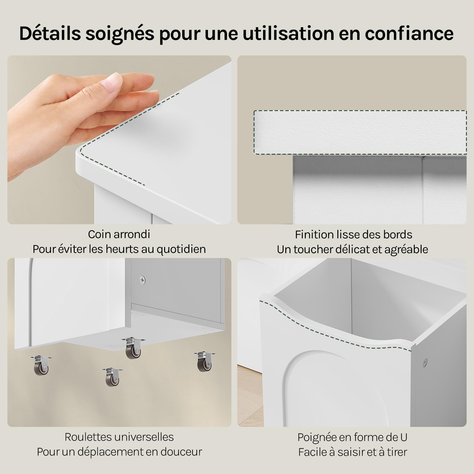 WOLTU Meuble Rangement Enfant, avec 3 Tiroirs Roulants, 1 Casier Ouvert