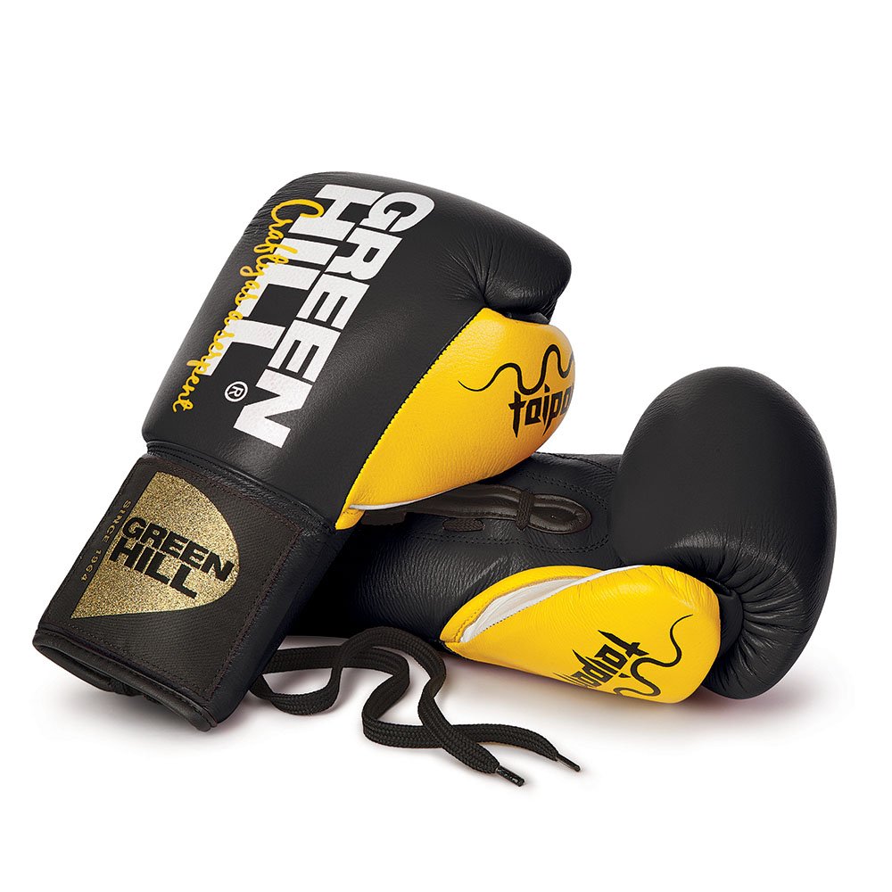 GUANTI DA BOXE PROFESSIONISTI TAIPAN GREEN HILL GUANTONI LACCI PELLE
