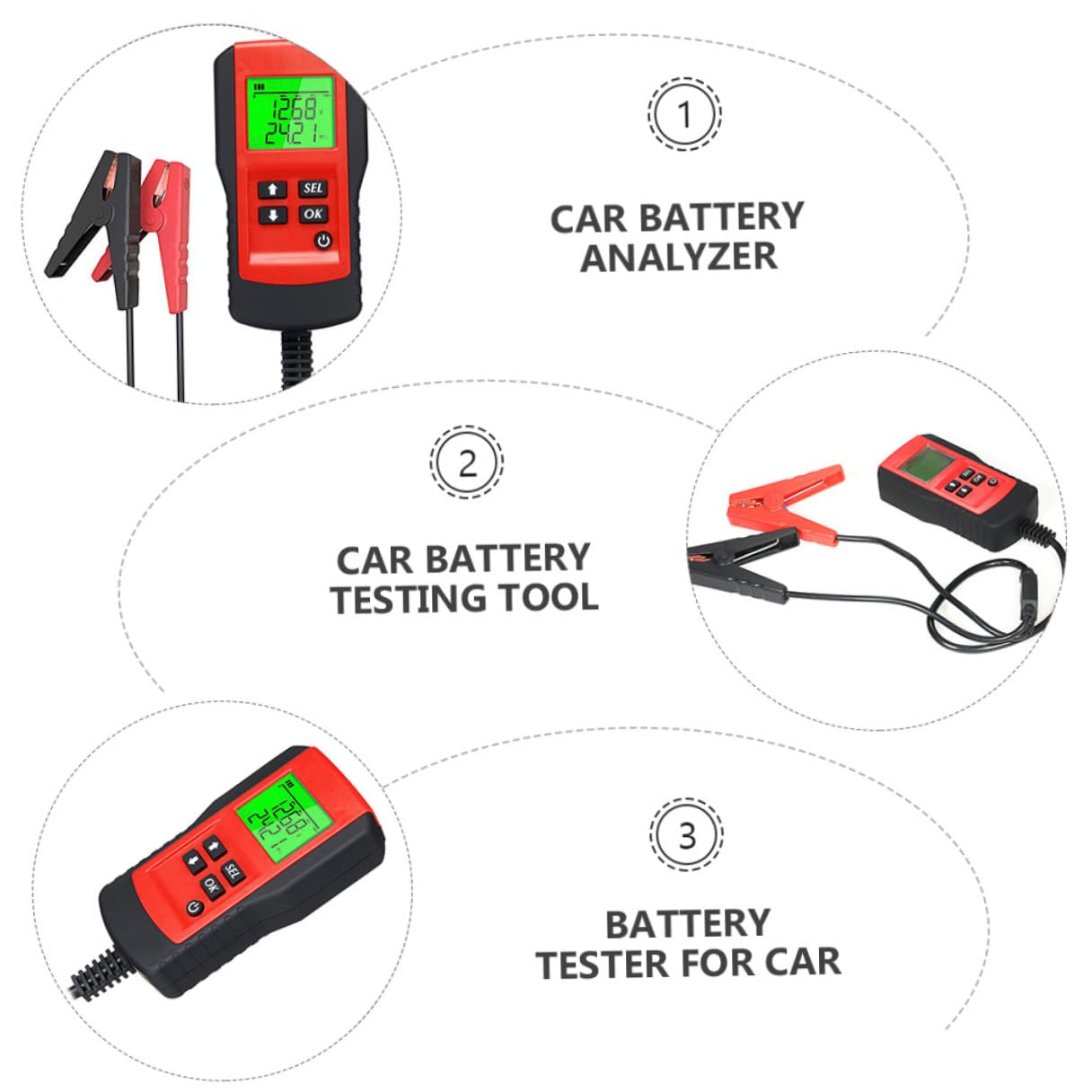 HEMOTON Tester per Batteria Auto Digitale 12V Display Durata Batteria, Funzionamento Affidabile e Accurato, Materiale ABS e Rame, Adatto per Veicoli Passeggeri