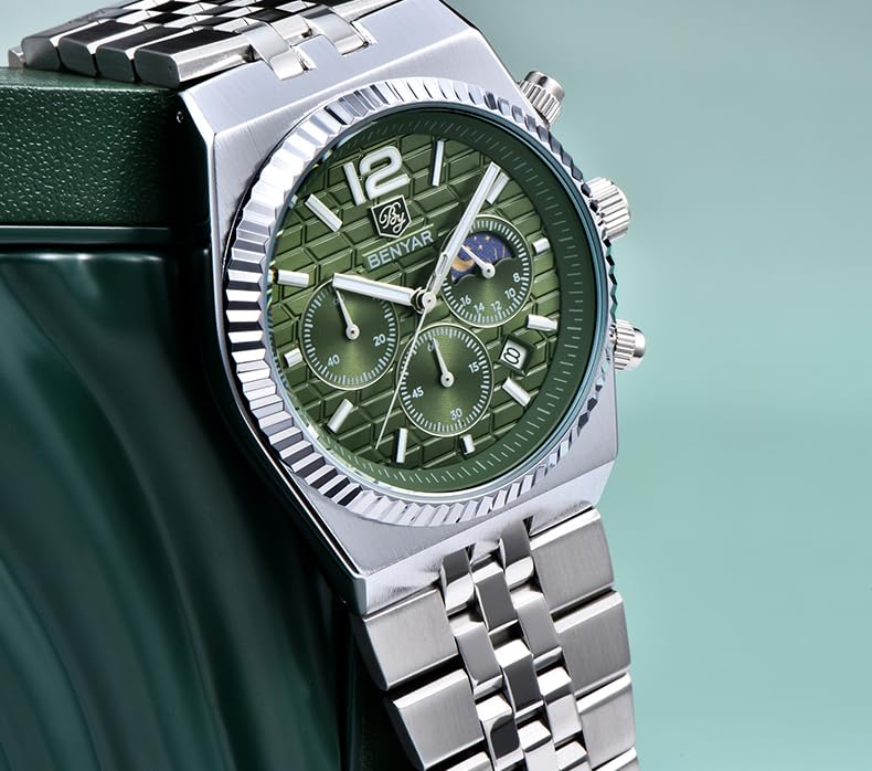Image of BENYAR Men's Luxury Chronograph Watch Date Window High-Performance Luminous Quartz movment Waterproof -Ideal Gift for Business & Casual Gift Stylish Wristwatch for Men & Boys