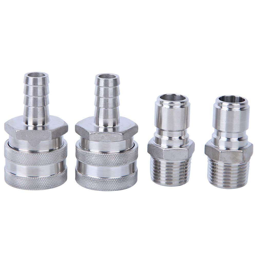 Adaptador de conector rápido Acero inoxidable G1/2 pulg. Rosca macho Kit de elaboración de cerveza para el hogar A prueba de herrumbre Fácil de instalar Desinfectante 4 piezas