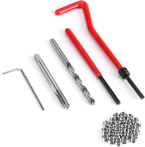 Miniatura 7 de Walfront Kit de 30 piezas de inserción de reparación de rosca M6 compatible con herramientas manuales para reparación de automóviles, utilizado en