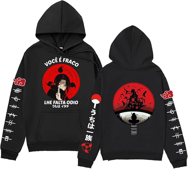 Uchiha Itachi Hoodie Sharingan Pullover Anime Comic Graphic Print Hoodie Long Sleeve Jumper Sweatshirt for Unisex Adult
