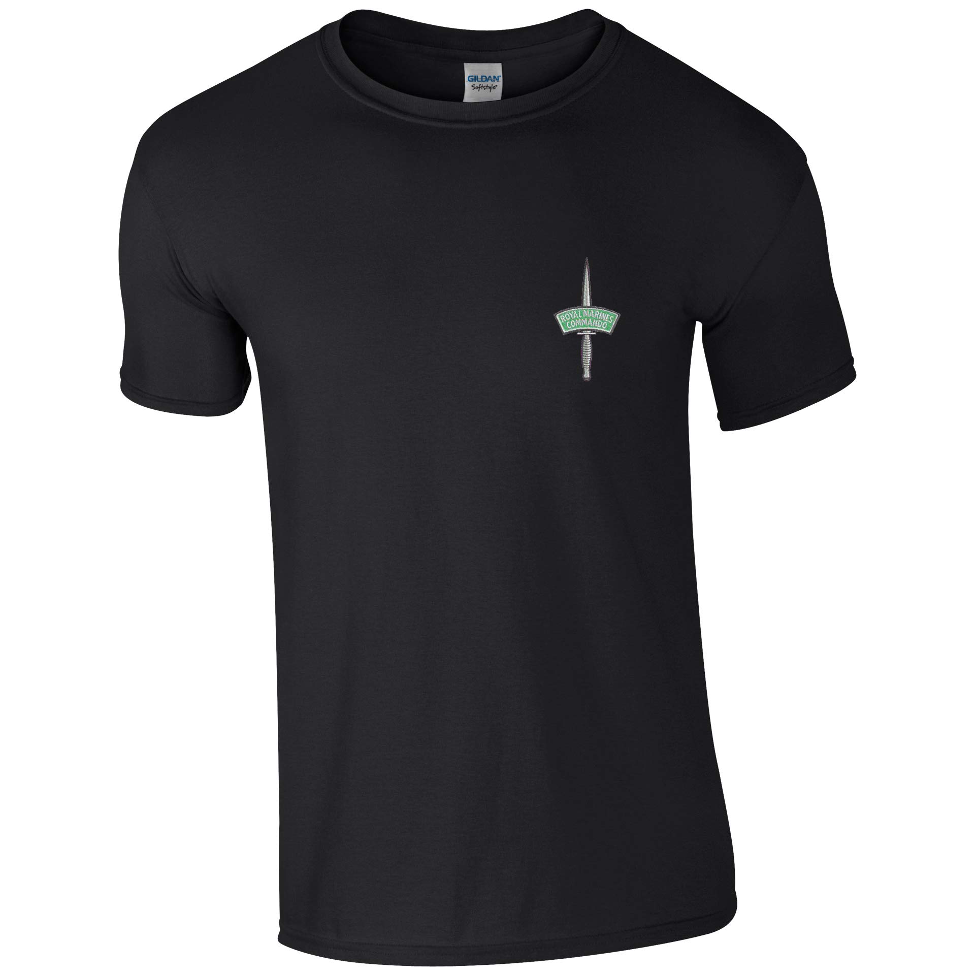Embroidered Royal Marines Commando Dagger Mens T Shirt British Army Military Embroidery (2XL, Black)