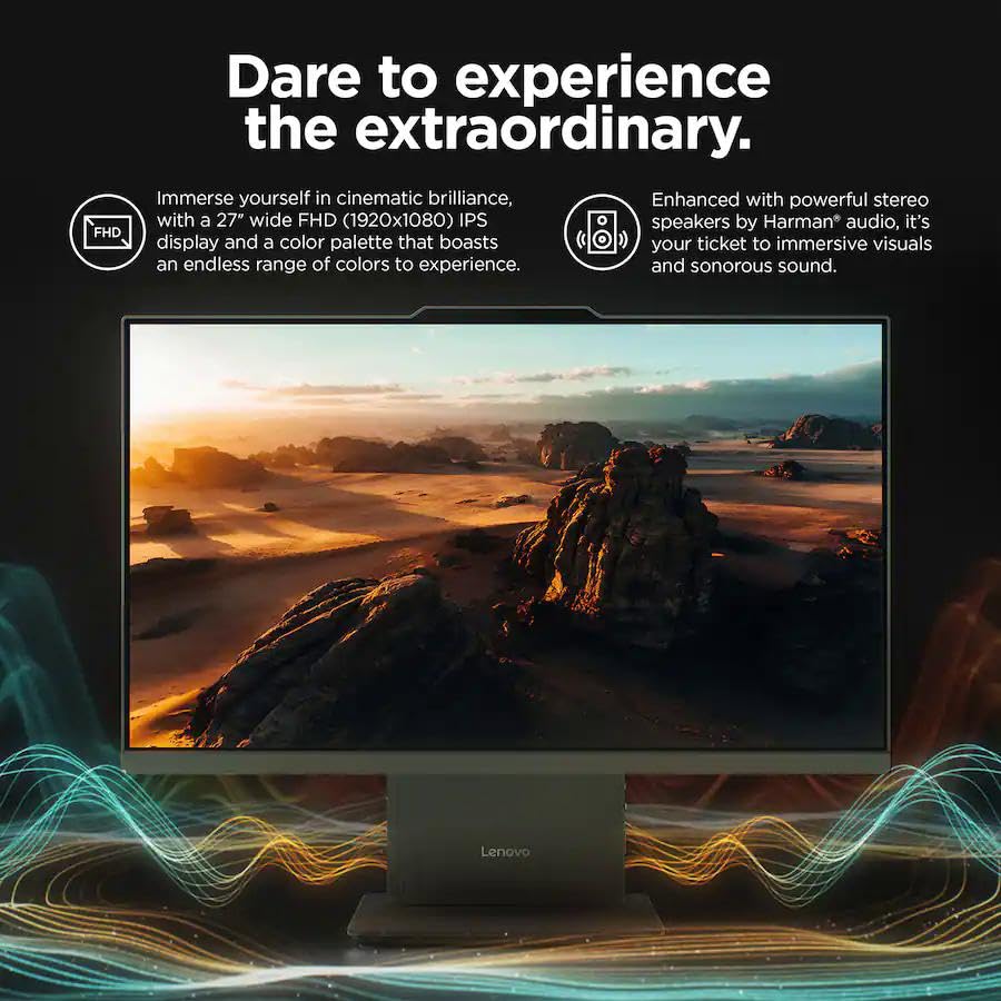 Image of Lenovo IdeaCentre AIO Desktop | 27 inch FHD IPS Touchscreen (99% sRGB) | Intel 10-core i7-13620H (>Ultra 9 185H) | 16GB DDR5 512GB SSD | Type-C Harman Speaker Wi-Fi6 5MP Camera Win11Pro w /DLCA Accessory