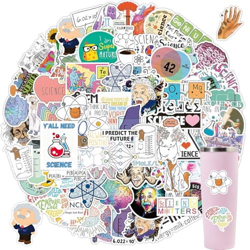 100pcs Science Stickers Pack, Science Stuff with Chemistry, Biology, Physics, Science Classroom Decor for School Teacher Student Laboratory Sticker Decals for Laptop Water Bottle Notebook