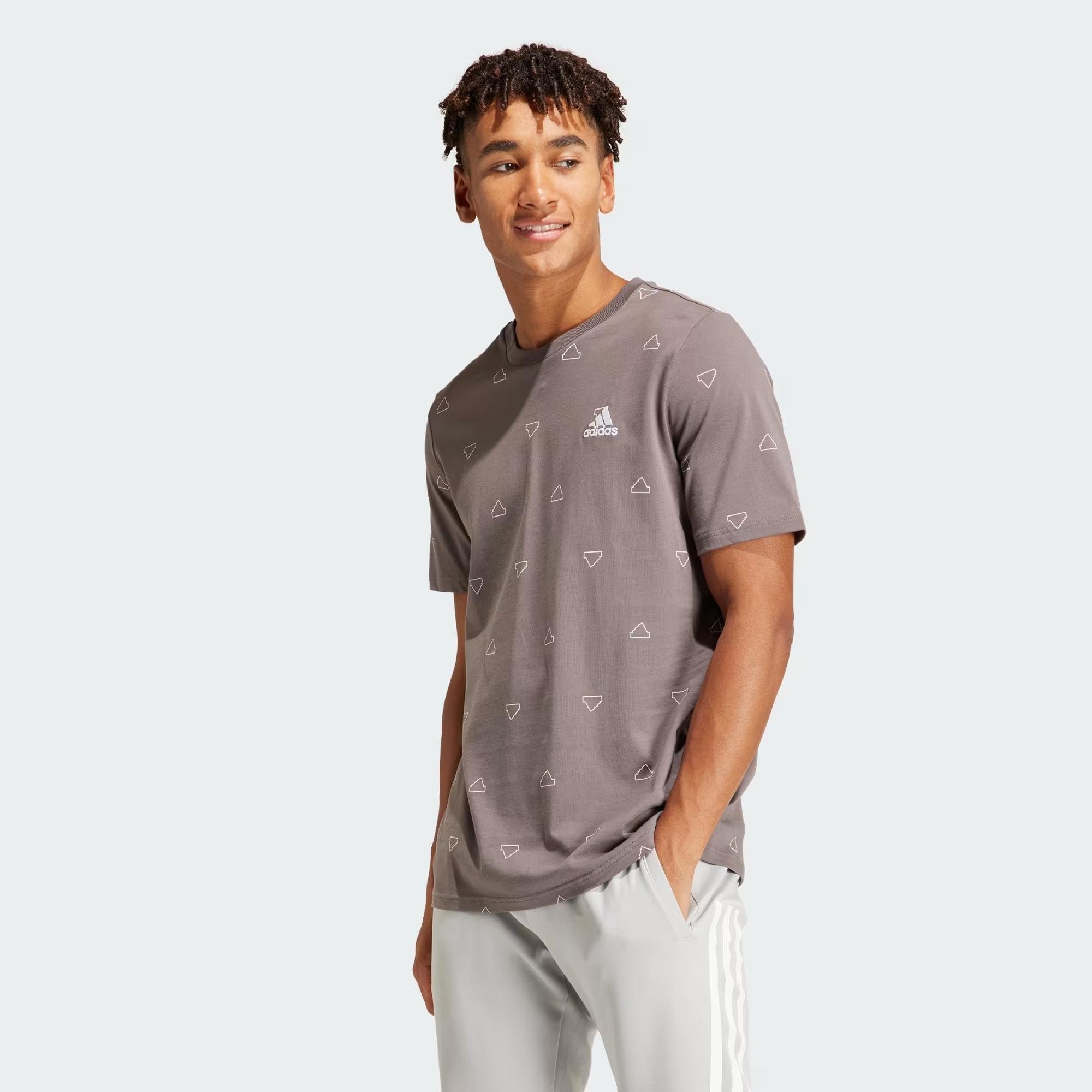 adidas Men's Seasonal Essentials Monogram Graphic Tee, Charcoal, M