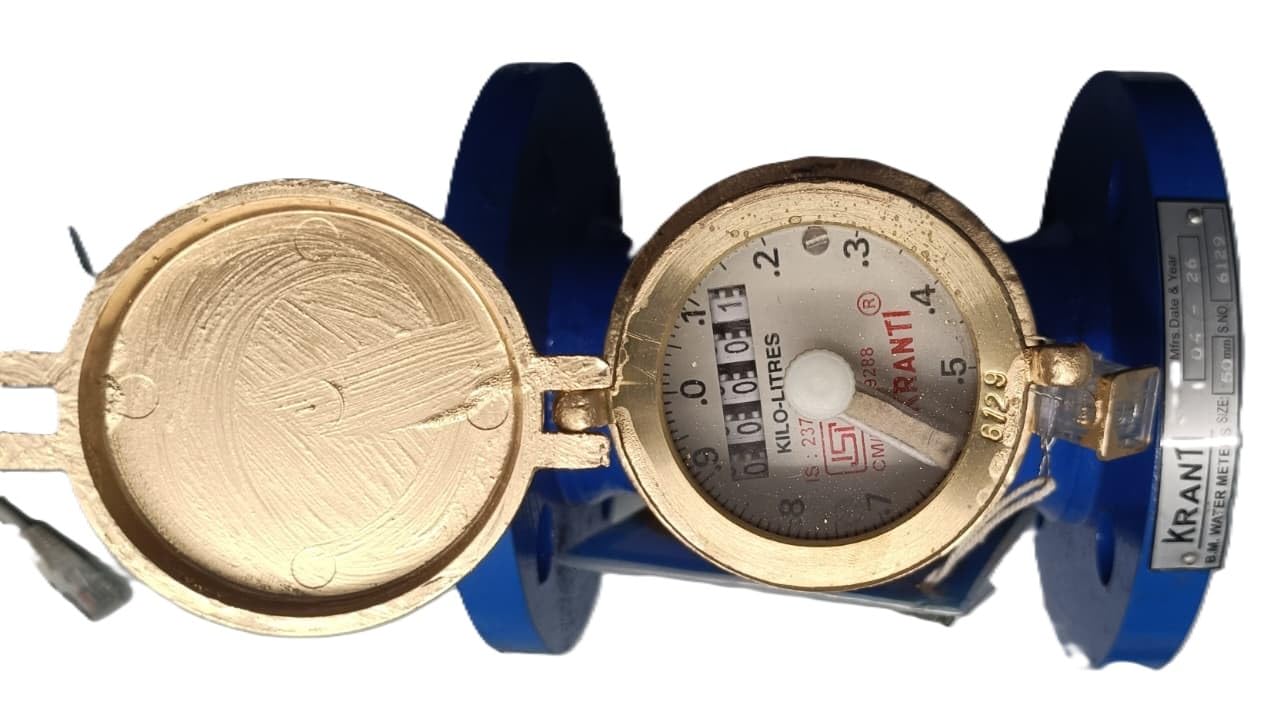 Kranti Bulk Enclosed Water Meter, 50mm, Class A Spiral/Helical Type, Cast Iron Body, Flange End-image-11