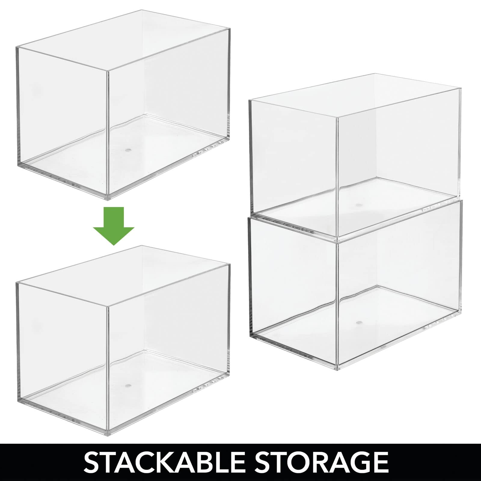 mDesign rangement de bureau – boite de rangement cubique pour les trombones, les pense-bêtes, etc. – boite de stockage en plastique pour le bureau – lot de 3 – transparent