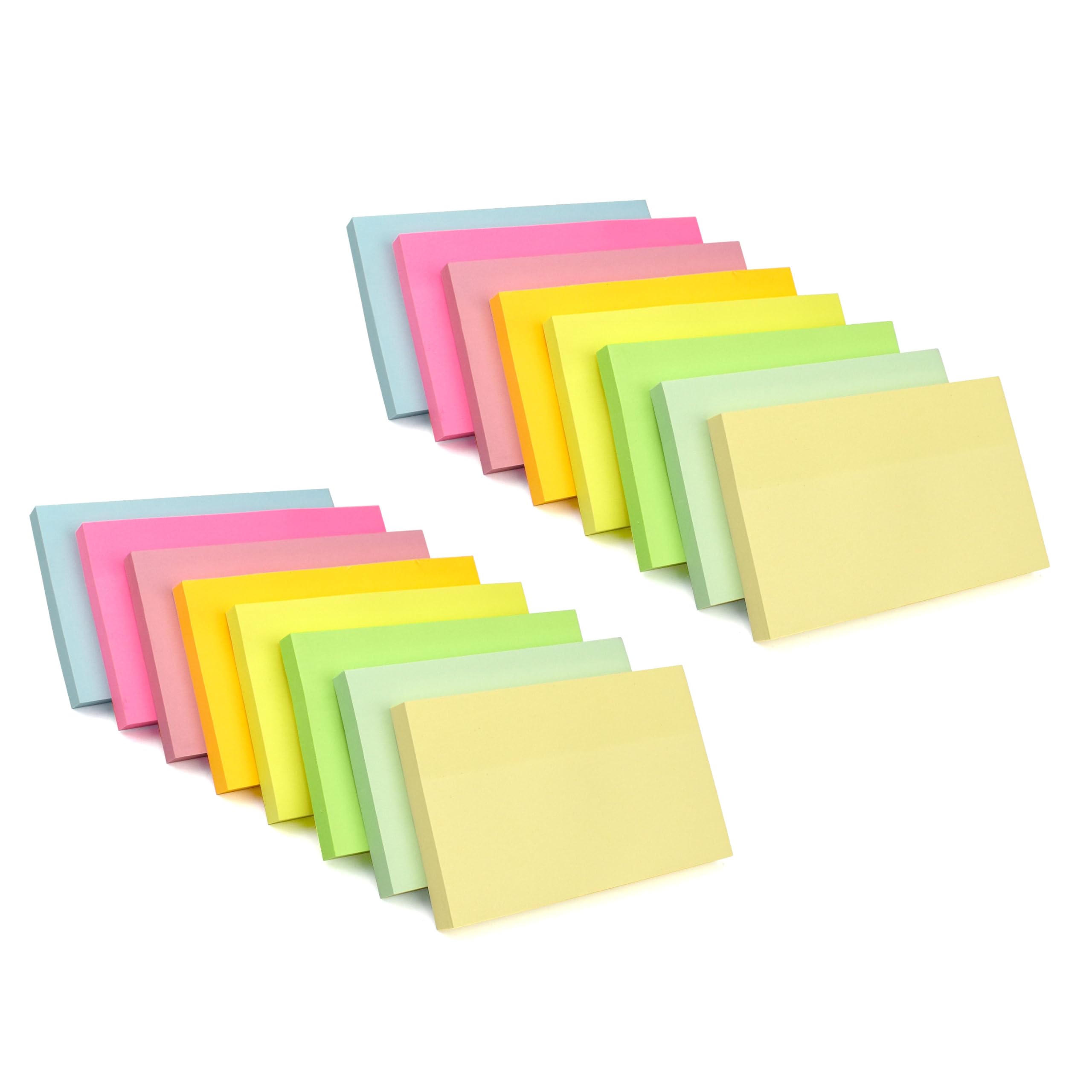 Large Sticky Notes, 76 x 127 mm 16 Brilliant Colors Assorted Self-Stick Post Pads for Notebook,Office,School and Home,100 Sheets/Pad