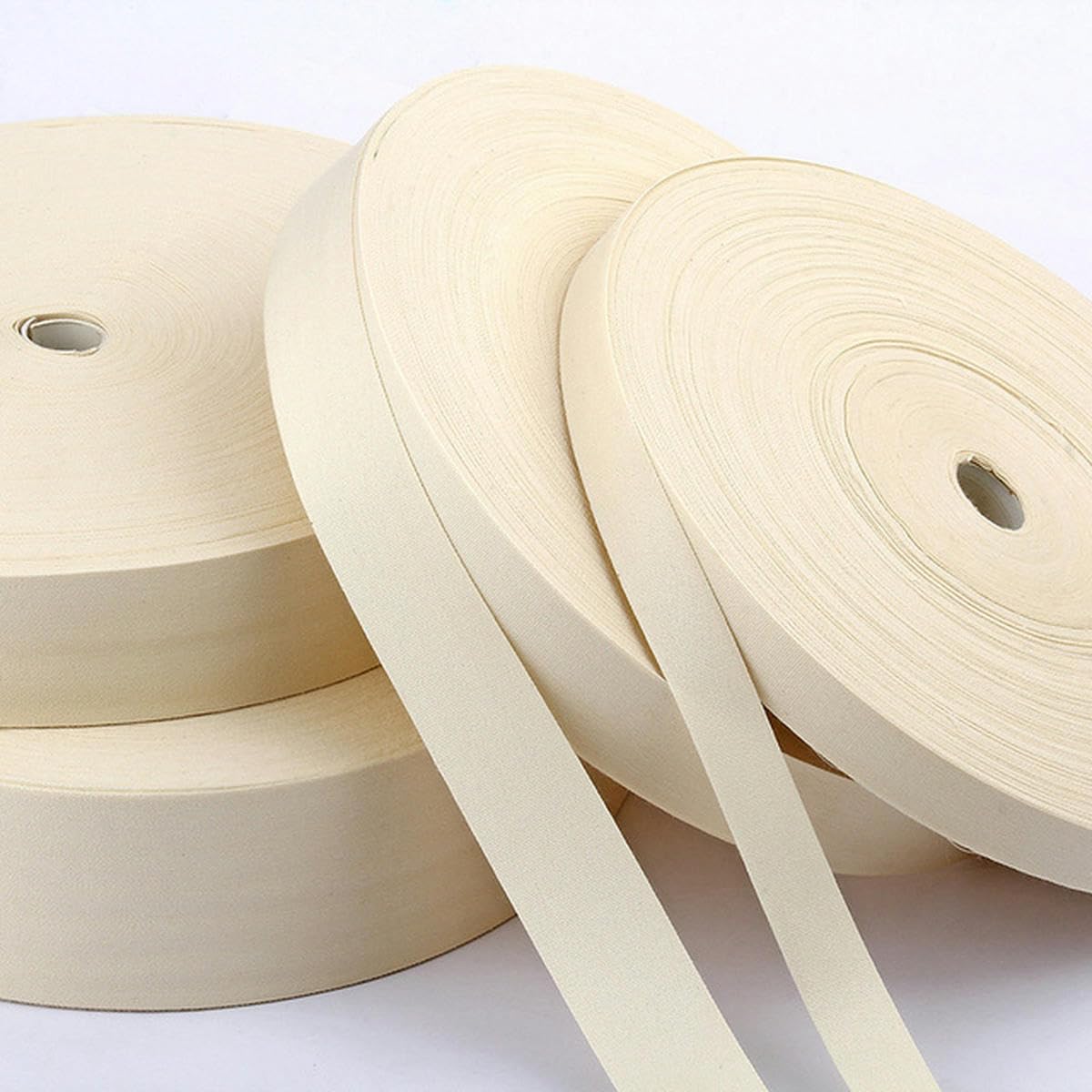 100 yardas 10/15/20/25/30/35 mm Bolsa de algodón de alta tenacidad Cintas con etiquetas Cinta de coser Encuadernación al bies Manualidades DIY-BEIGE-20MMX100YARD