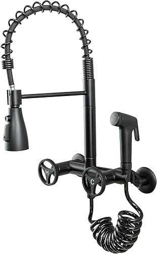 Grifo de fregadero de cocina de 3 modos con rociador extraíble, 2 manijas, centro ajustable, centro ajustable de 3 a 9 pulgadas con rociador