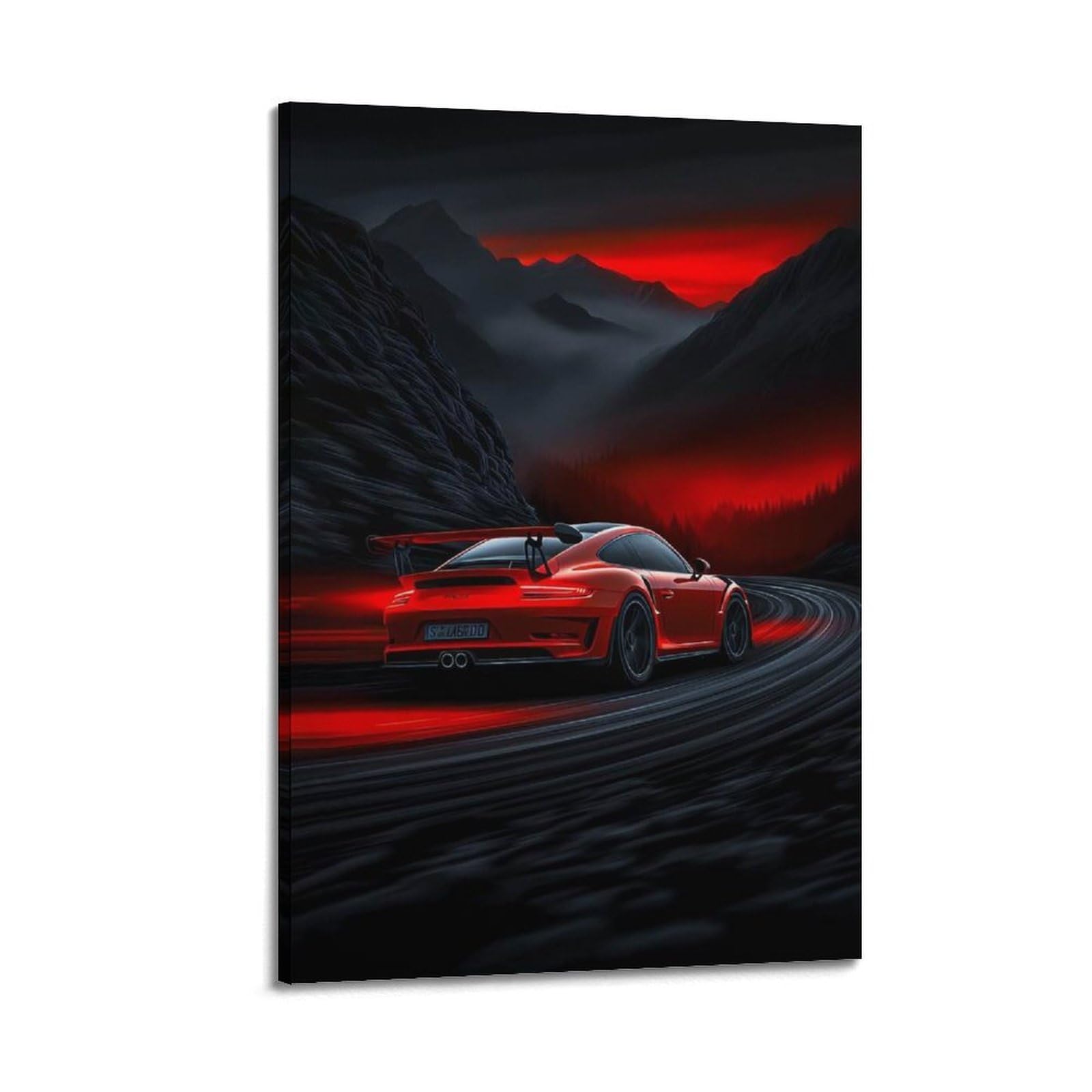 XKUGA Anime Supercar Drift Poster Red 911 GT3 991.2 RS Racing Modern Decorative Canvas Prints - Ideal Wall Art for Family, Man Cave, Game Room, Boys & Girls Bedroom 20x30inch(50x75cm)