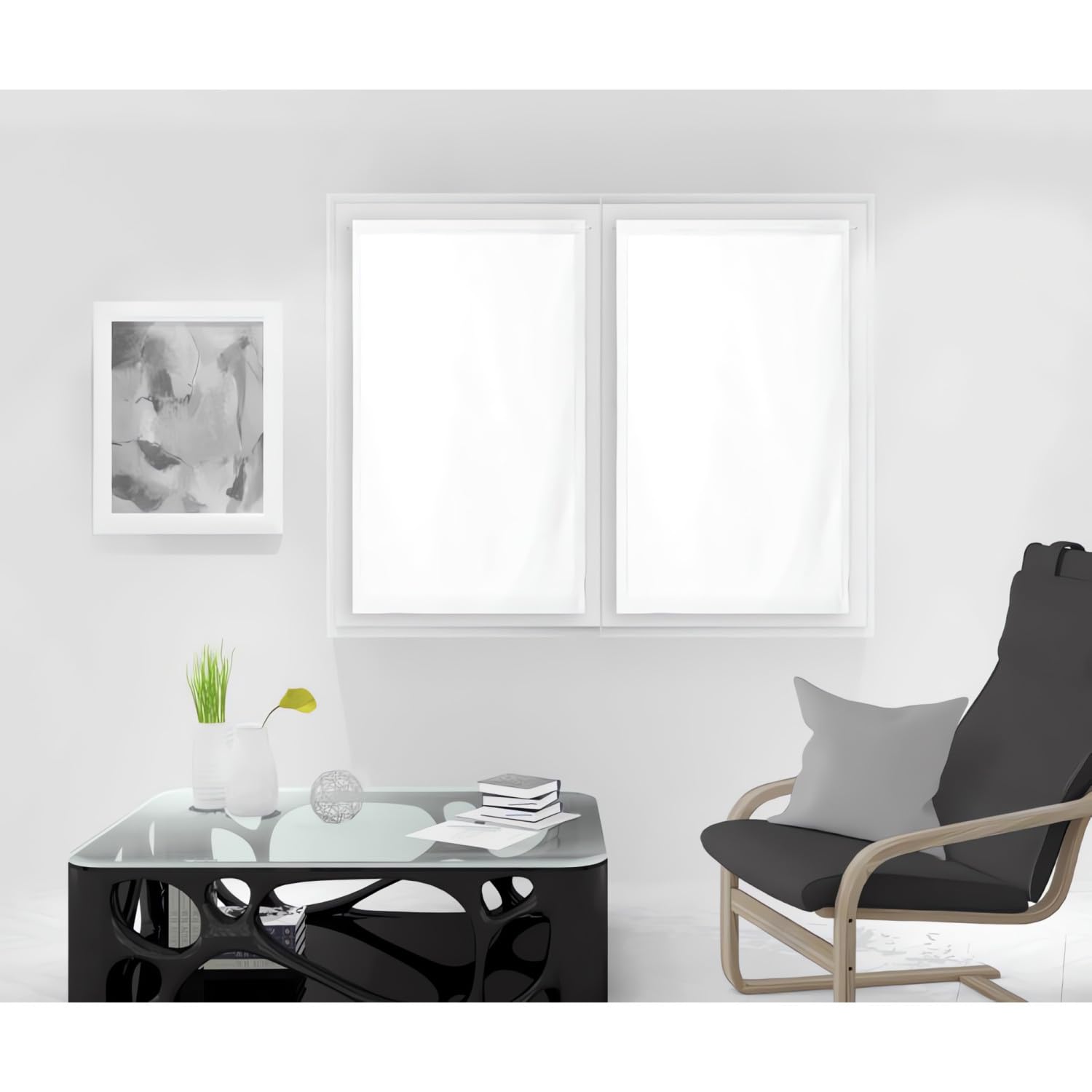 Soleil d'ocre, Pair of Net Curtains 60 x 160 cm Dolly White
