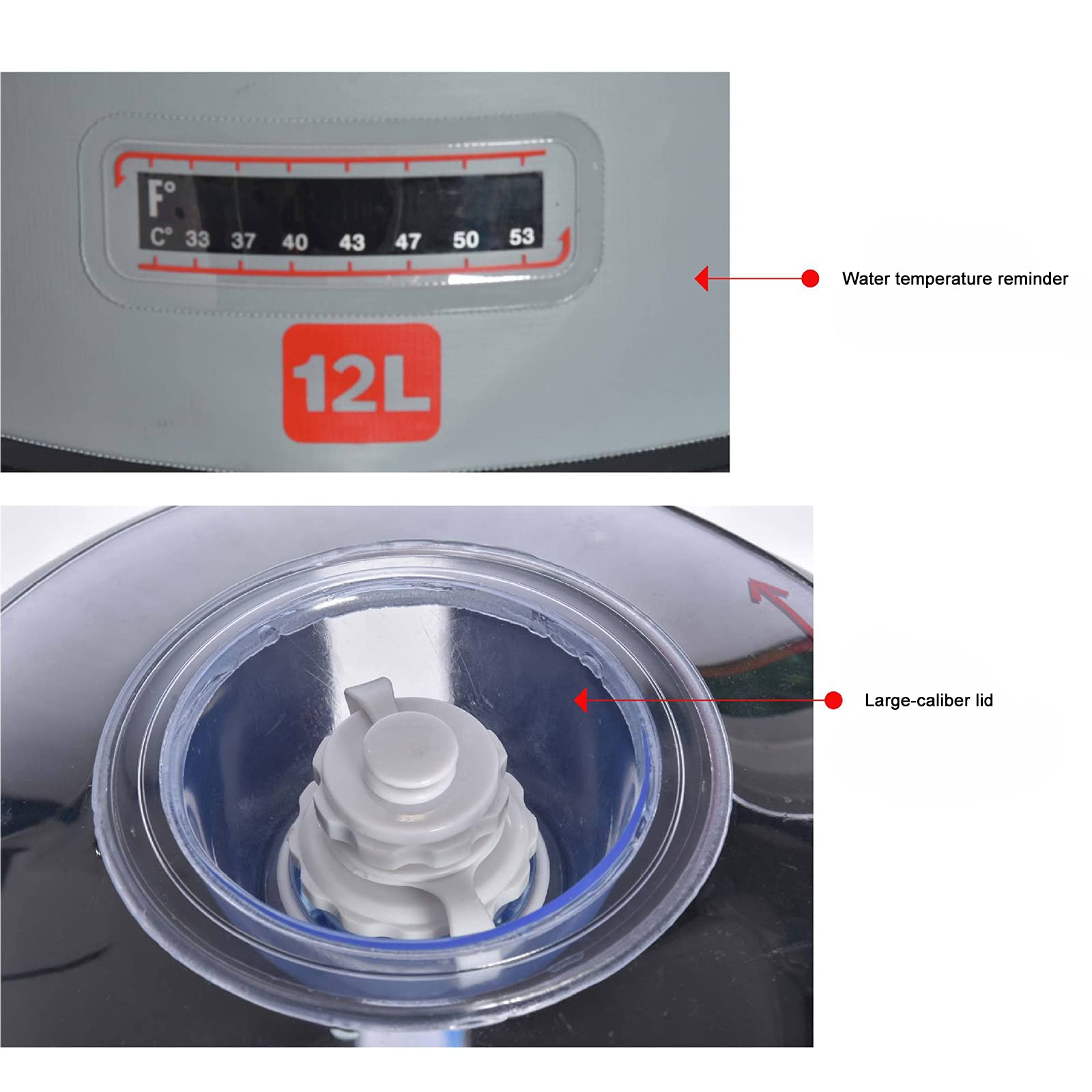 TIM-LI Douche De Camping Portable 12L - Eau Chaude Chauffée À L'énergie Solaire avec Pompe À Pied À Pression, Pommeau De Douche De Camp pour Le Nettoyage Et Le Rinçage