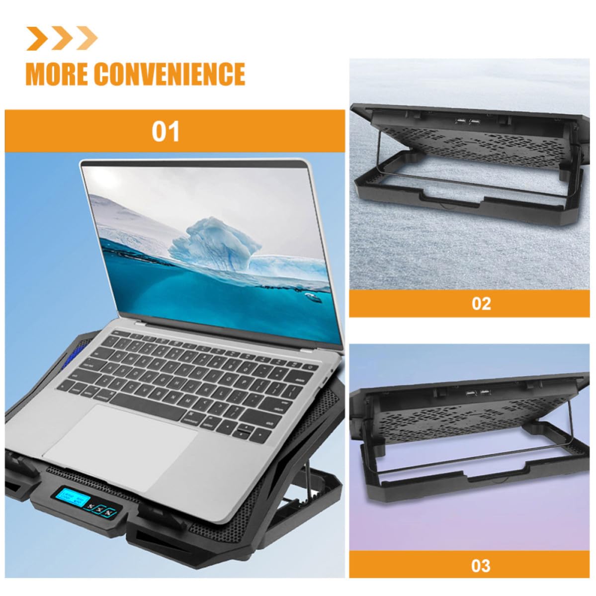 KALLORY Base Refrigeradora para Portátil de 15.6 Pulgadas Ventiladores Silenciosos y Diseño en Abs Adecuado para Celebracion Verano y Uso Prolongado en Laptops y PC