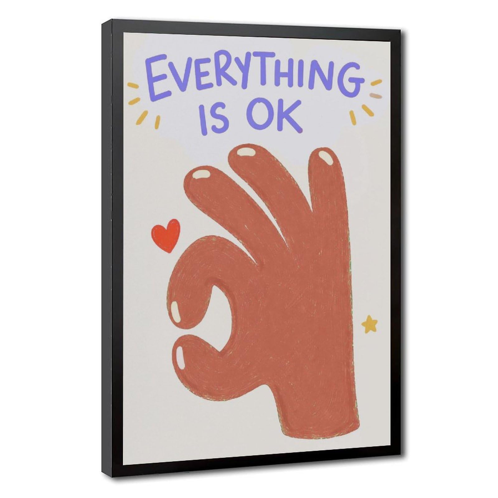 Impression sur toile Everything Is OK message positif cadre noir - 8