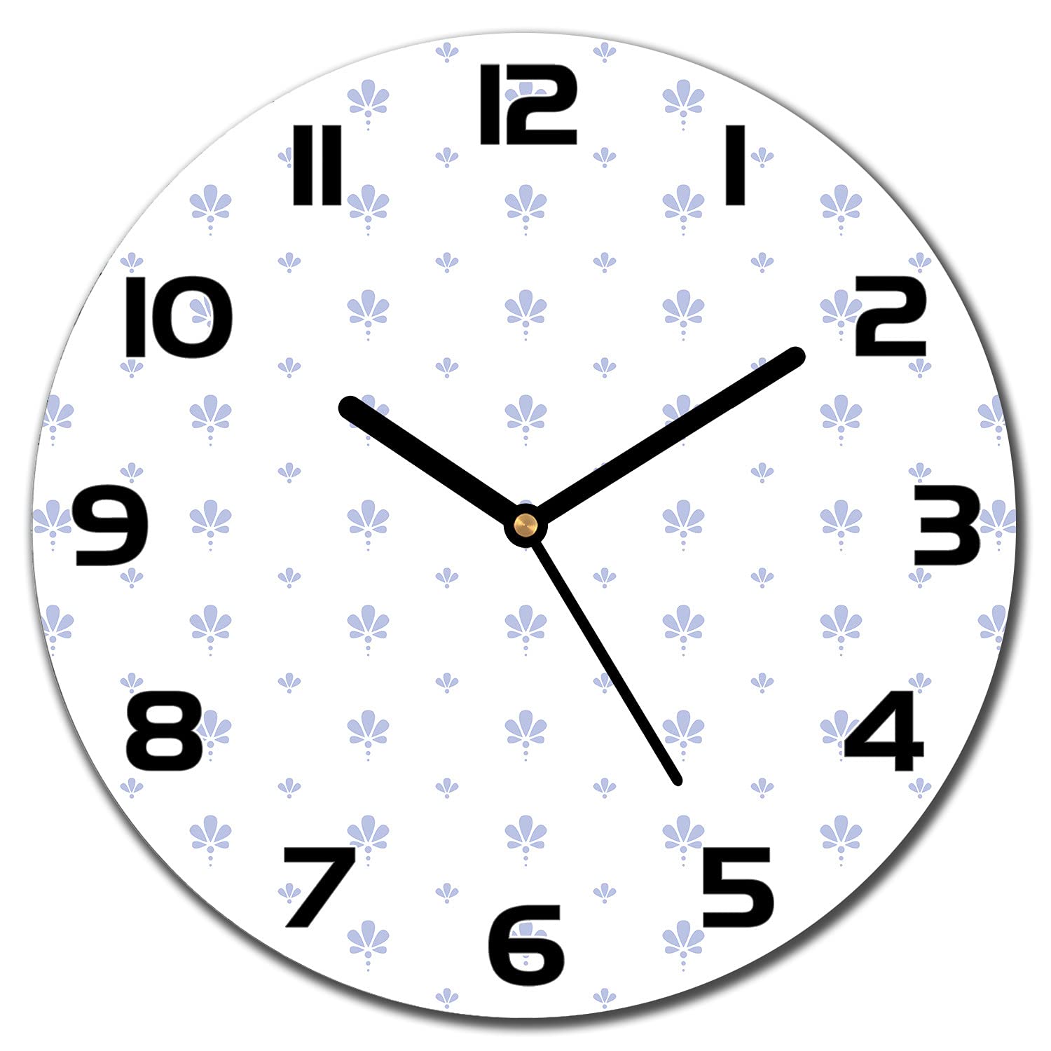 Horloge murale cuisine et salon en verre trempé 30 cm motif floral moderne