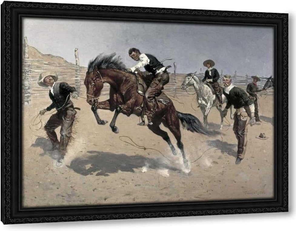 Remington, Frederic 24x20 Gold Ornate Frame and Double Matted Museum Art Print Titled Turn Him Loose, Bill