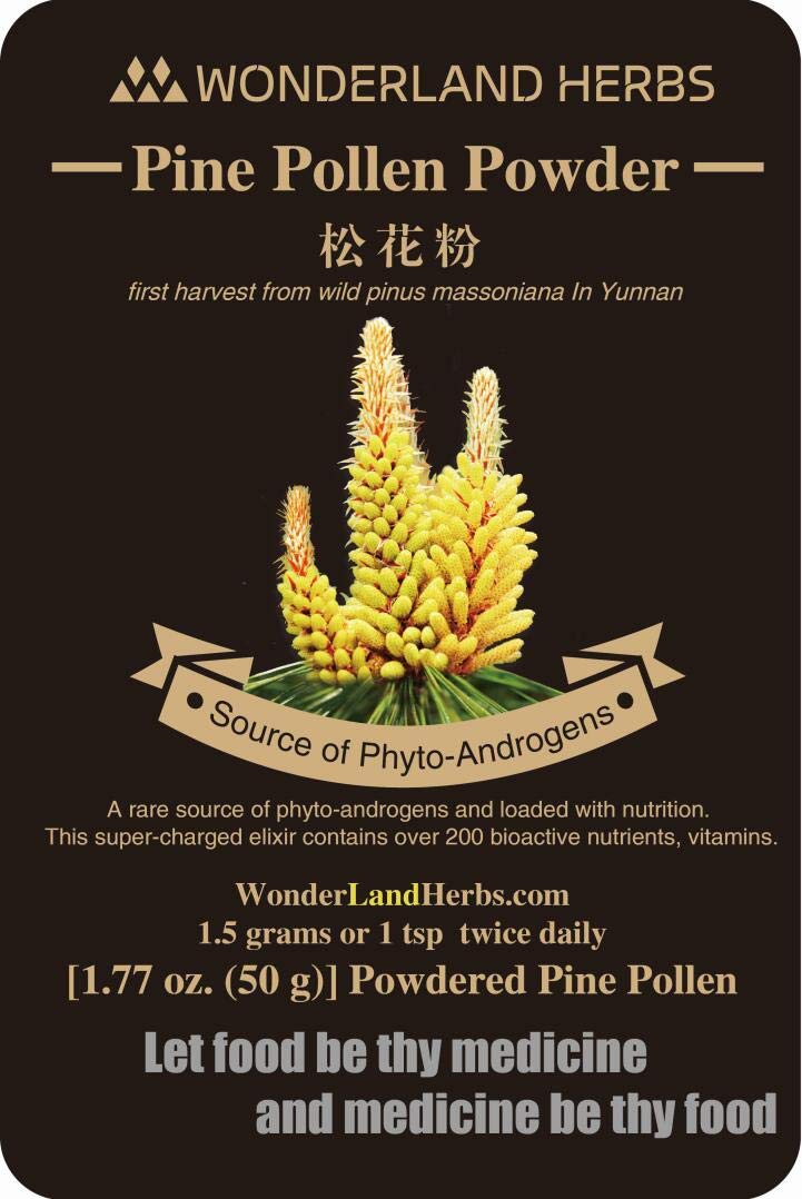 99.5% Shell Broken [Cracked Cell Wall] Pine Pollen Powder 1.77 Oz. (50 g.) Certified Organic raw and Wild